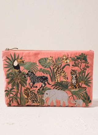 Elizabeth Scarlett World Wildlife Velvet Everyday Pouch in Coral at Nordstrom