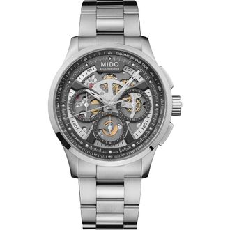 Mido Multifort Skeleton Chronograph Automatic Bracelet Watch, 43mm in Anthracite at Nordstrom