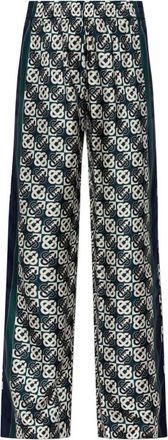 Casablanca Broeken, Dames, Blauw, S, Zijde Monogram Broek