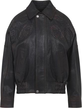 Golden Goose Nappa Leren Bomberjack - Dames - Leren en Su&egrave;de Jassen - Zwart - S - Katoen - Jassen