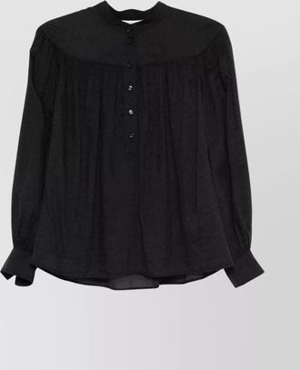 Chloé sheer fabric gathered long sleeves mandarin collar