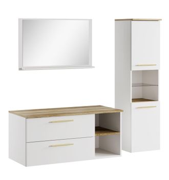 Badplaats Badplaats Conjunto De Ba&ntilde;o Bravos 100 X 46 Cm - Blanco Con Roble