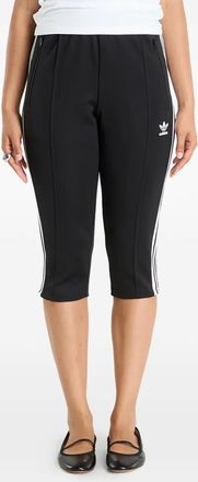 adidas side-stripe capri track pants - women - Cotton/Recycled Polyester/Elastane - L - Black