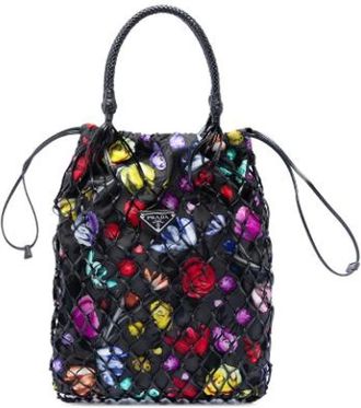 Prada Pre-owned Bucket Bags, female, Multicolor, Size: ONE SIZE Pre-owned Mesh Leather Tote