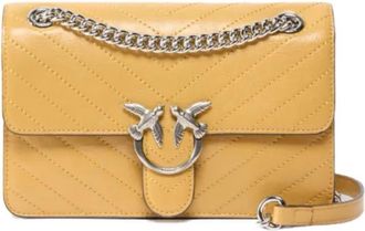 Pinko Mini Love Bag One Light - Dames - Schoudertassen - Geel - ONE Size - Katoen - Tassen