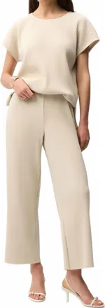 Joseph Ribkoff Pleated Scuba Crepe Pull On Wide Leg Pants In Moonstone