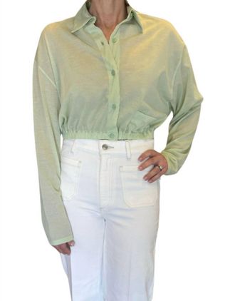 Roberto Collina Camica Linfa Cropped Blouse In Light Green
