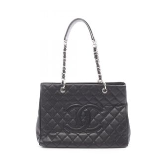 Chanel Black Leather Handbag Tote Bag (Pre-Owned)