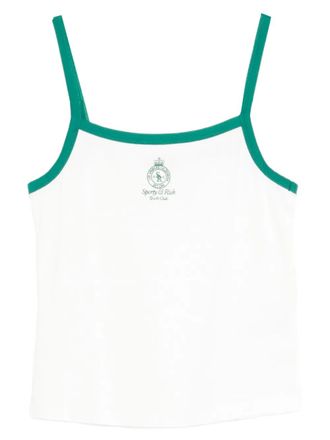 Sporty & Rich trimmed logo-embroidered tank top - White