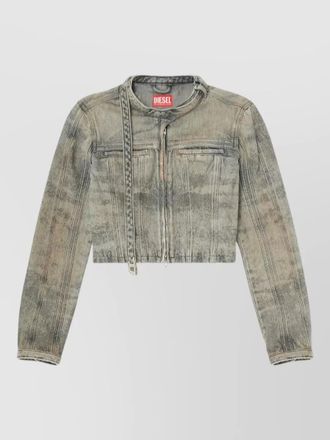 Diesel cropped denim jacket chest pockets long sleeves