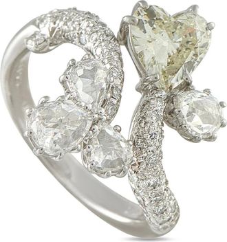 Luxury Bazaar Anello da cocktail in oro bianco 18 carati con diamanti - Argento