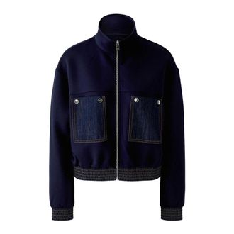 Oui Scuba Zip-through - Dames - Sweatshirts & Hoodies - Blauw - Maat: S Denim