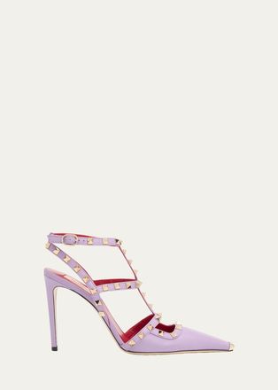 Valentino Garavani 125th 100mm Rockstud Leather Ankle-Strap Pumps
