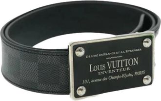 Louis Vuitton Pre-owned Damier Graphite Canvas Belt - female - Louis Vuitton Vintage - Vintage Belts - Black - ONE SIZE - Pre-owned