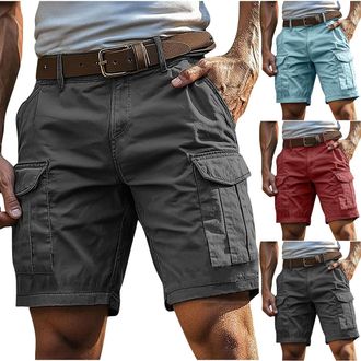 Generic Cargo Shorts for Men UK Combat Shorts Summer Chino Casual Work Knee Length Pants Multi Pockets No Belt Plain Lightweight Relaxed Casual Pants Comfort 