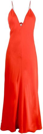Stella McCartney V-neck floor-length dress - women - Viscose/Spandex/Elastane/Acetate/Silk - 40 - Red