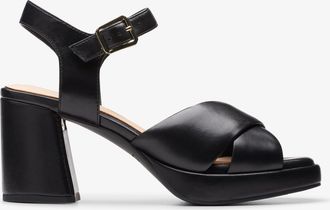 Clarks Ritzy75 Rae Zwarte Leren Sandalen