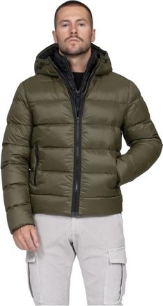 Fay Piumino con Cappuccio - Heren - Gewatteerde jassen - Groen - 3XL - Nylon - Jassen