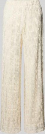 Vila Wide Leg Stoffhose mit Strukturmuster Modell LUMENA in Offwhite, Gr&ouml;&szlig;e XL