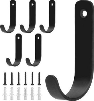 OEM Seis Ganchos De Pared De Metal Negro, Ideales Para Dormitorios, Ba&ntilde;os, Cocinas, Salas De Estar Y Pasillos. Para Colgar Ropa, Sombreros, Bolsos Y Llave