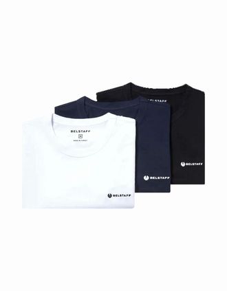 Belstaff Mens BELSTAFF 3 PACK T-SHIRT BLACK/WHITE/NAVY - Blue/White/Black - Size: 38
