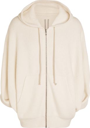Rick Owens Maglia Zipped Hooded Knit Jumper - Cream - L
