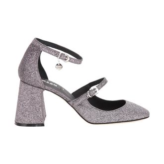 Msgm Pumps, female, Gray, 5 UK, Logo-charm 90mm Glitter Pump