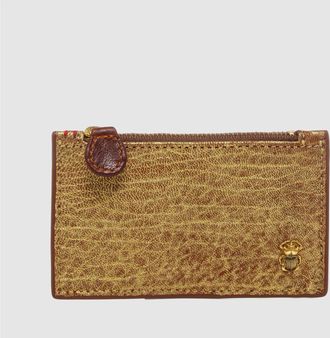 CLARIS VIROT Porte-cartes Helena Cuir Bubble Or Antique