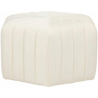 Beliani Pouf in Velluto Color Bianco Sporco 29 x 53 x 48 cm Forma Esagonale Murietta