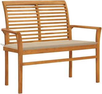 vidaXL Vidaxl - Panca da Giardino con Cuscino Beige 112 cm in Legno di Teak
