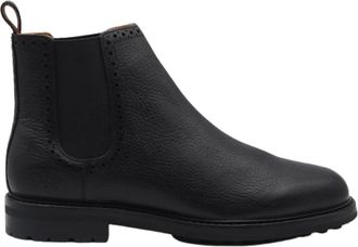 Ralph Lauren Zwarte leren enkellaarsjes - Heren - Chelseaboots - Zwart - 42 EU - Leer - Schoenen
