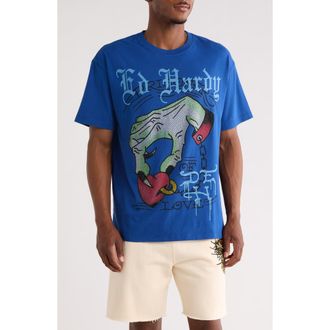 Ed Hardy Love Prisoner Cotton Graphic T-Shirt in Bright Blue at Nordstrom Rack, Size Xx-Large