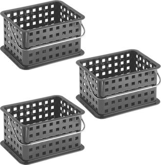 iDesign Small Stackable Shower Basket - Set of 3 - Clear/Frost - Made in USA in Charcoal at Nordstrom