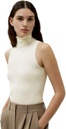 LilySilk Minimalist Sleeveless Turtleneck Top in White at Nordstrom, Size Medium