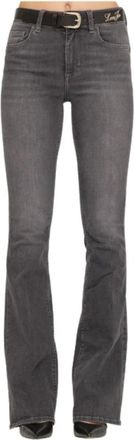 Liu Jo Wijd uitlopende high-waisted jeans met versieringen - Dames - Bootcut Jeans - Grijs - W32 - Katoen - Jeans
