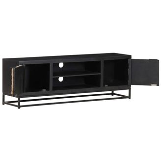 Berkfield Home TV Cabinet 120x30x40 cm Solid Mango Wood in Black | Size: 120 x 30 x 40 cm