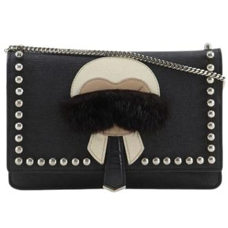 Fendi Pre-owned Cross Body Bags, female, Black, Size: ONE SIZE Pre-owned Karl Lagerfeld Leather 2way Shoulder Bag