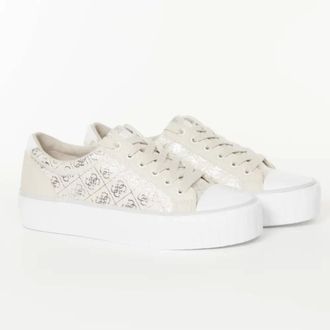 Guess Schoenen, Dames, Beige, 39 EU, Logo 4g Argent Basket