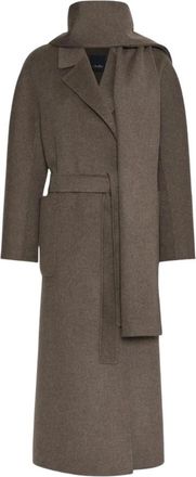 Max Mara Lange dubbele wollen jas - Dames - Jas met riem - Bruin - XS - Wol - Jassen