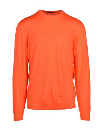 Drumohr Orange Extrafine Merino Wool Crewneck Sweater