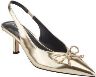 Marc Fisher Gretel Slingback Pointed Toe Bow Pump in Gold at Nordstrom, Size 9.5
