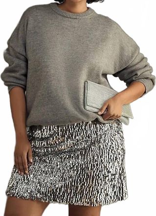 Mare Mare Long-Sleeve Knit Sequin Mini Dress In Gray
