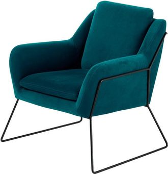 Maisons du monde Butaca de terciopelo azul petr&oacute;leo