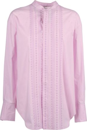 Forte_Forte Light Pink Poplin Floral Casual Shirt