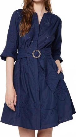 Current Air Annapolis Eyelet Shirt Dress In Navy