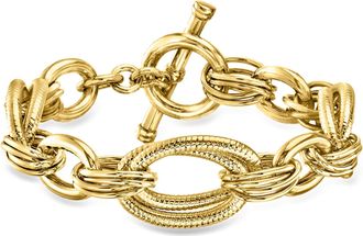 Ross-Simons Italian 14kt Yellow Gold-Plated Oval-Link Toggle Bracelet