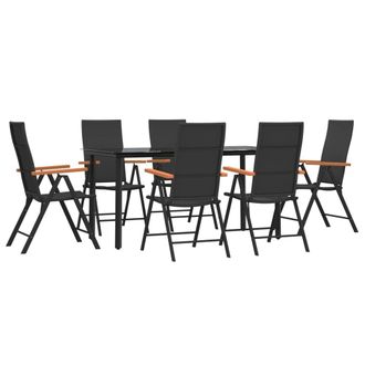 vidaXL Juego Comedor De Jard&iacute;n 7 Piezas Rat&aacute;n Sint&eacute;tico Negro Y Marr&oacute;n Vidaxl