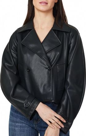 Habitual Vegan Leather Cropped Trench Coat In Black