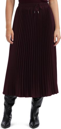 Ellen Tracy Womens Pleated Satin Midi Skirt