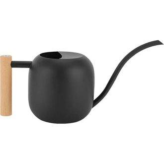 OEM Regadera De Acero Inoxidable De Dos Litros Con Forma De Coma, De Color Negro, Con Boquilla Larga Y Mango De Madera, Para Plantas De Interior Y Suculen